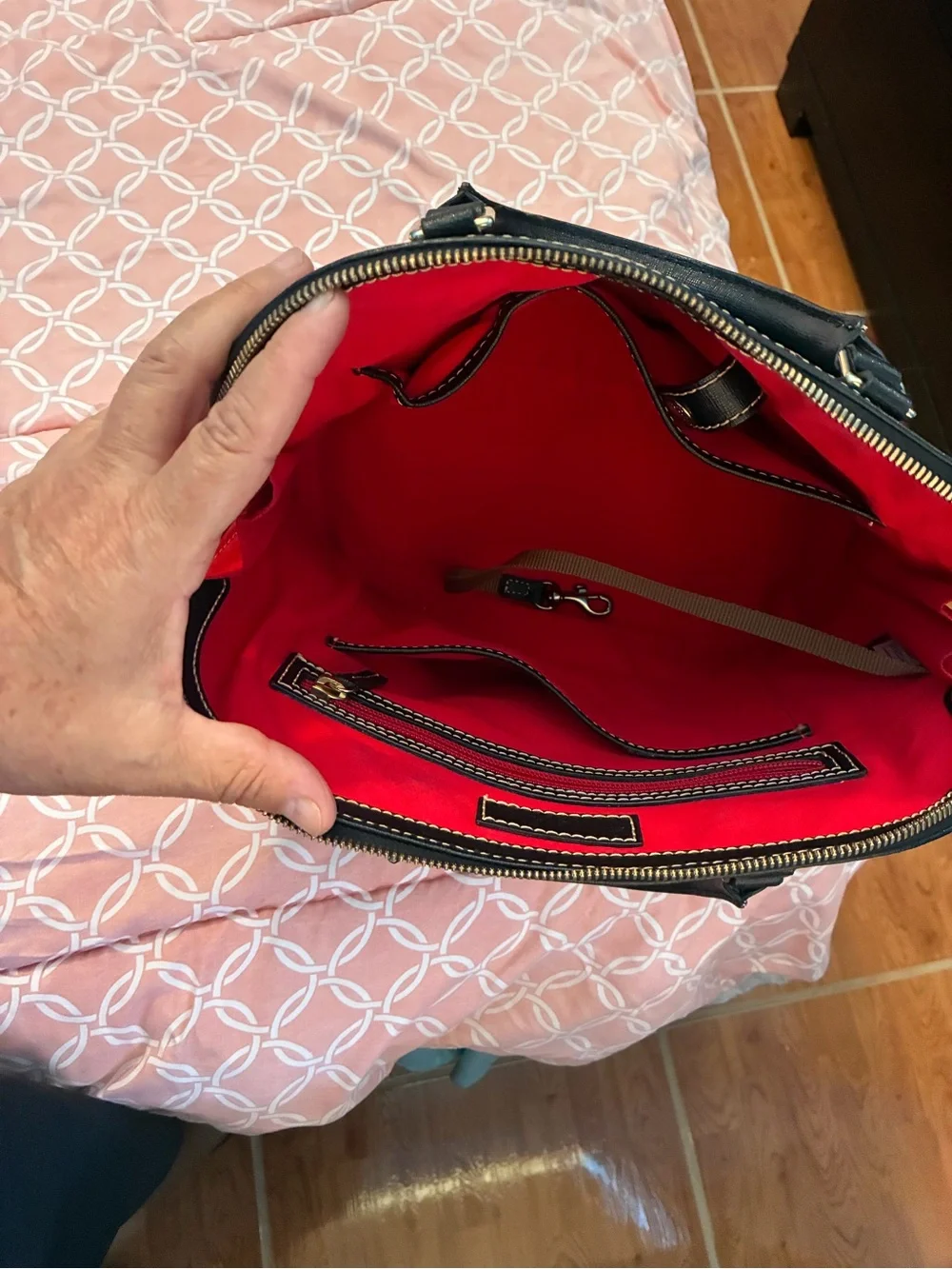 Dooney & Bourke Black Dome Satchel with Gold Hardware